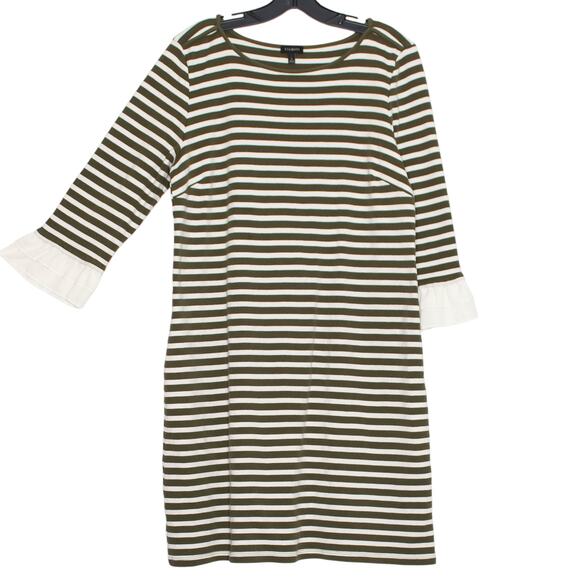 Talbots Dress 3/4 Sleeve Coastal Minimalist Classic Preppy Stripe Green Large - Picture 6 of 7